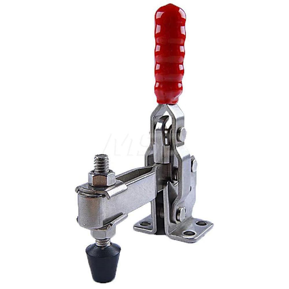 Manual Hold-Down Toggle Clamp: Vertical, 500 lb Capacity, U-Bar, Flanged Base