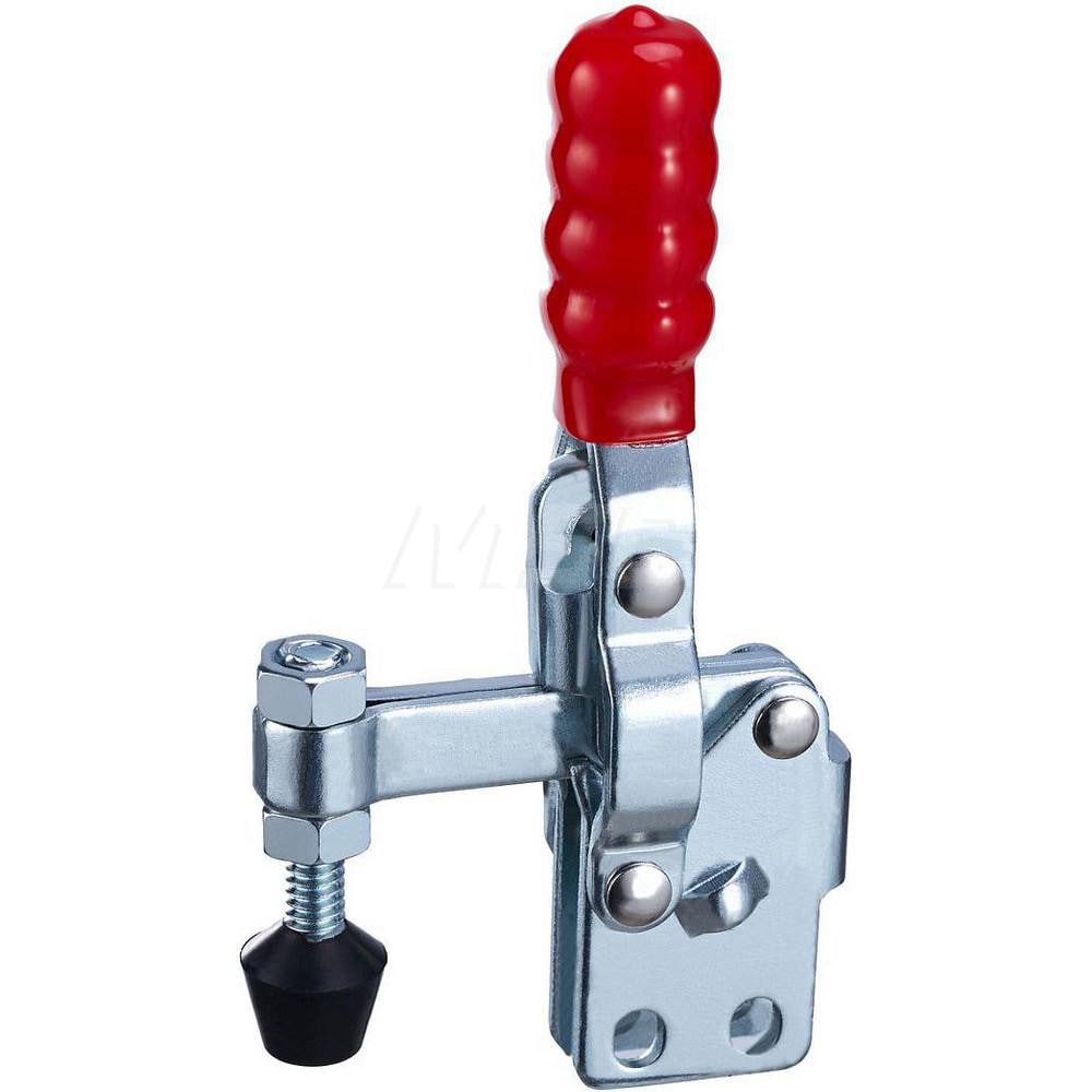 Manual Hold-Down Toggle Clamp: Vertical, 200 lb Capacity, Solid Bar, Straight Base