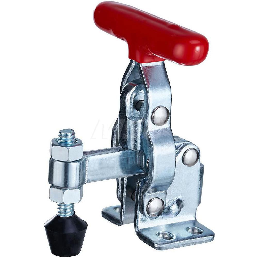 Manual Hold-Down Toggle Clamp: Vertical, 200 lb Capacity, Solid Bar, Flanged Base