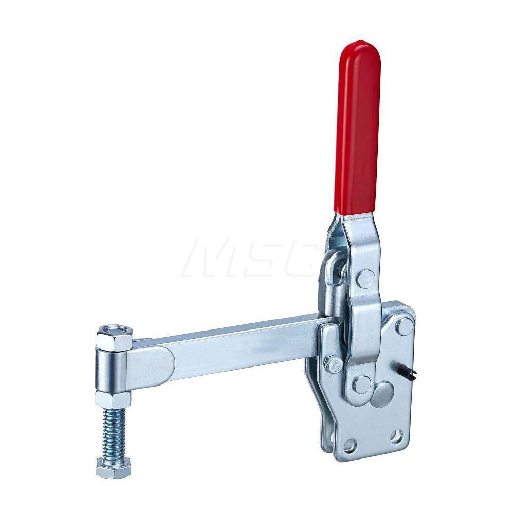 Manual Hold-Down Toggle Clamp: Vertical, 200 lb Capacity, Solid Bar, Flanged Base