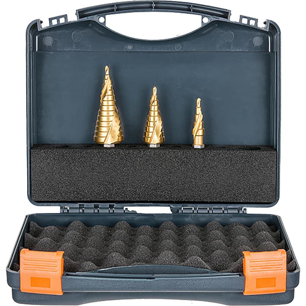 Drill Bit Sets; Drill Bit Set Type: Step Drill Bit Set ; Number of Pieces: 3.000 ; Tool Material: High Speed Steel ; Shank Type: Hex; Hex Shank ; Coating/Finish: TiN ; Point Type: Split Point