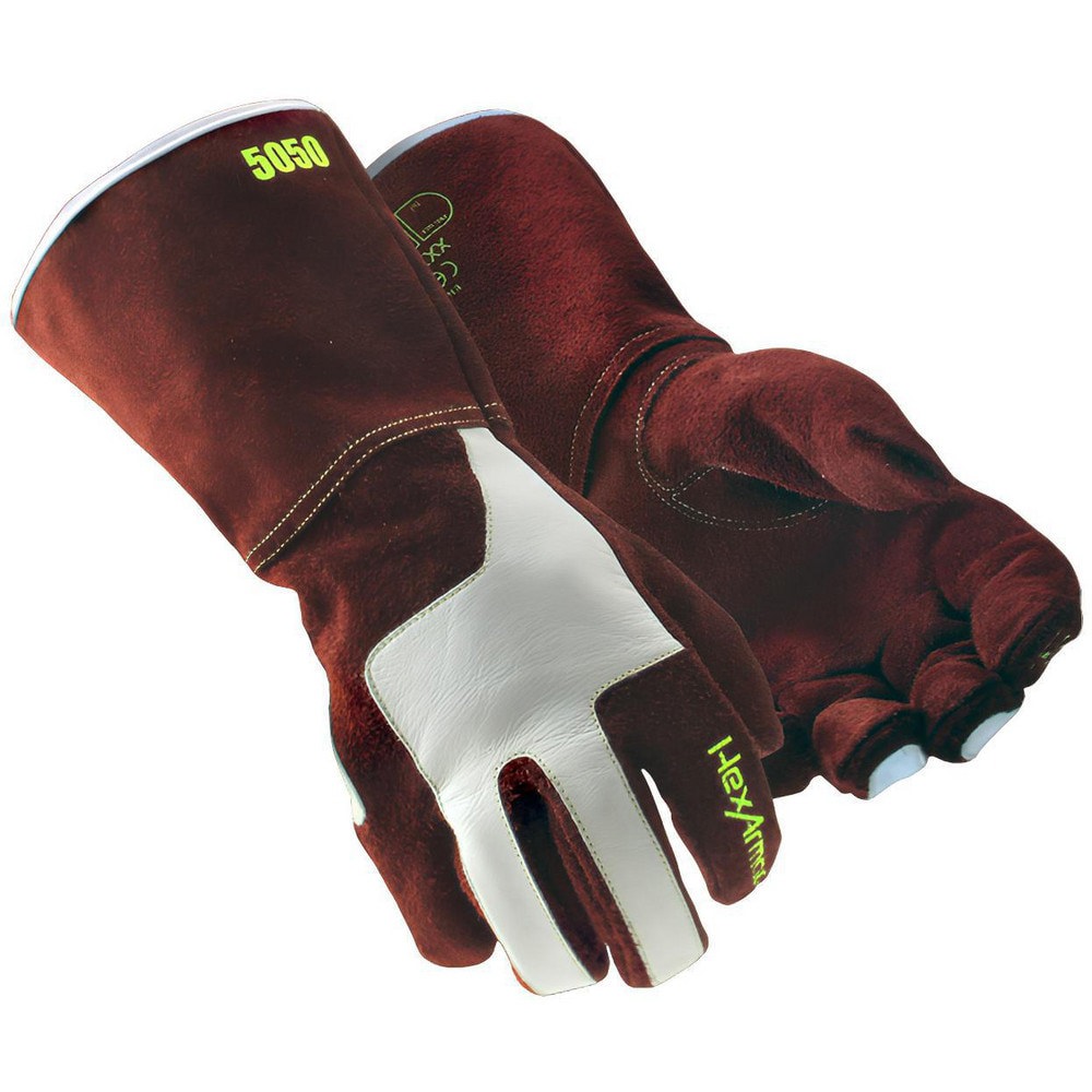 Cut, Puncture & Abrasive-Resistant Gloves: Size M, ANSI Cut A6, ANSI Puncture 4, Leather