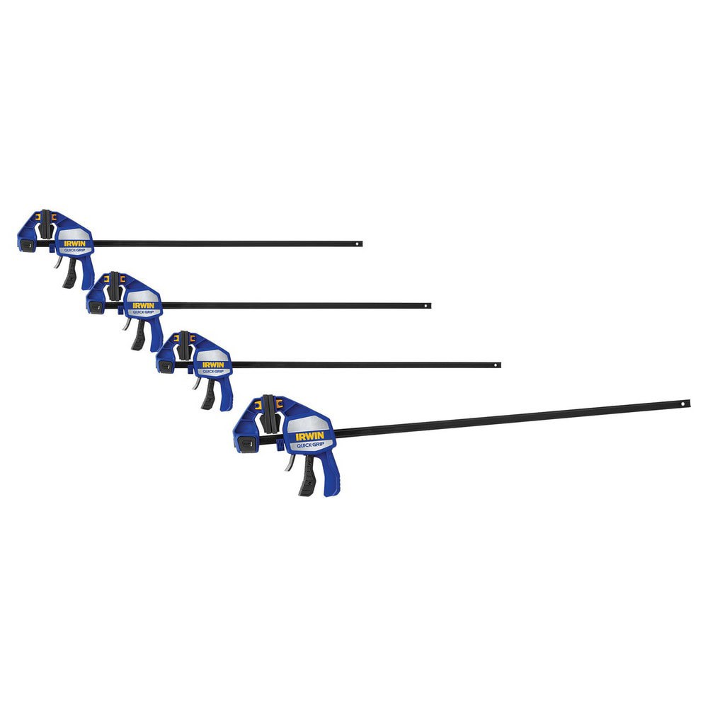 Bar Clamps; Maximum Capacity (Inch): 36 ; Overall Length (Inch): 44-7/8 ; Throat Depth (Mm - 2 Decimals): 92.08 ; Rail Material: Carbon Steel ; Replaceable Pads: No ; Handle Material: Plastic Resin
