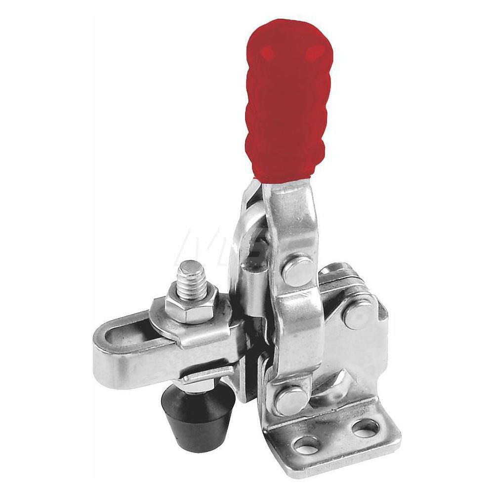 Manual Hold-Down Toggle Clamp: Vertical, 200 lb Capacity, U-Bar, Flanged Base