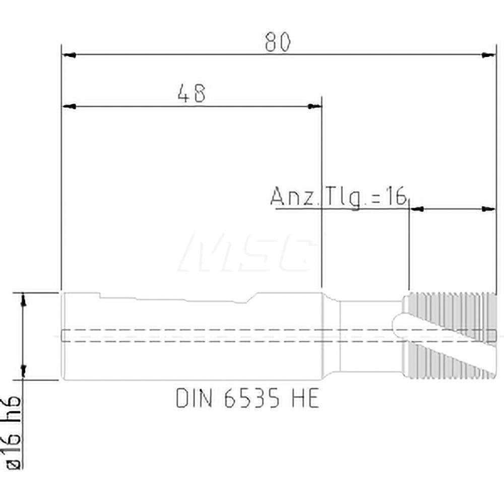 Helical Flute Thread Mill: M16x2, Internal/External, 5 Flute, 16.00 mm Shank Dia, Solid Carbide