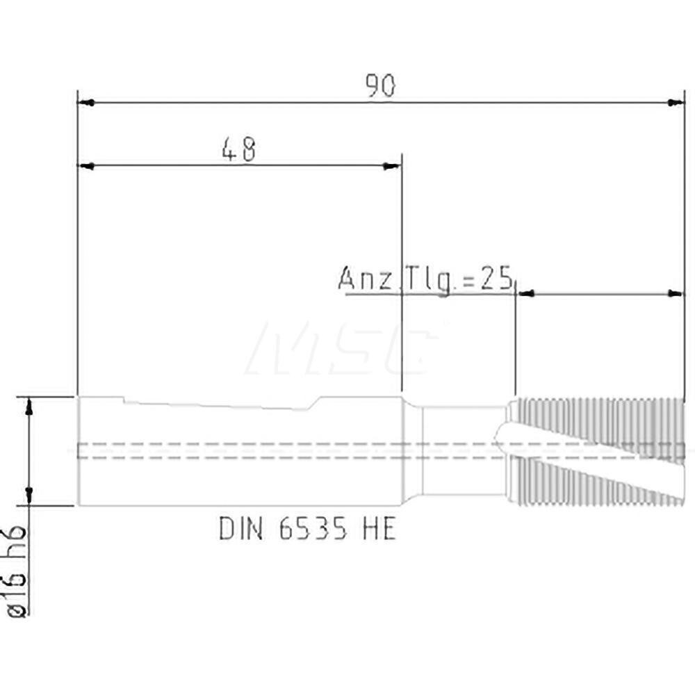 Helical Flute Thread Mill: M16x2, Internal/External, 5 Flute, 16.00 mm Shank Dia, Solid Carbide
