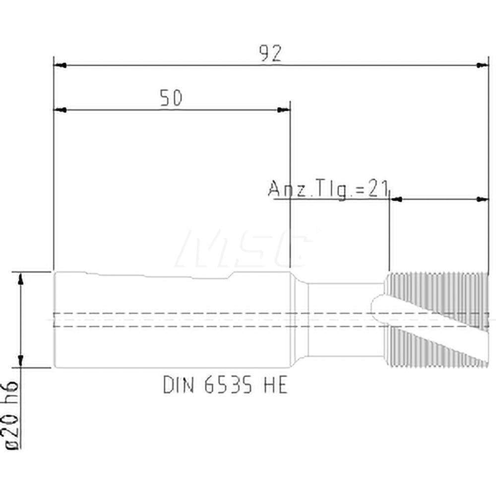 Helical Flute Thread Mill: M20x2, Internal/External, 5 Flute, 20.00 mm Shank Dia, Solid Carbide