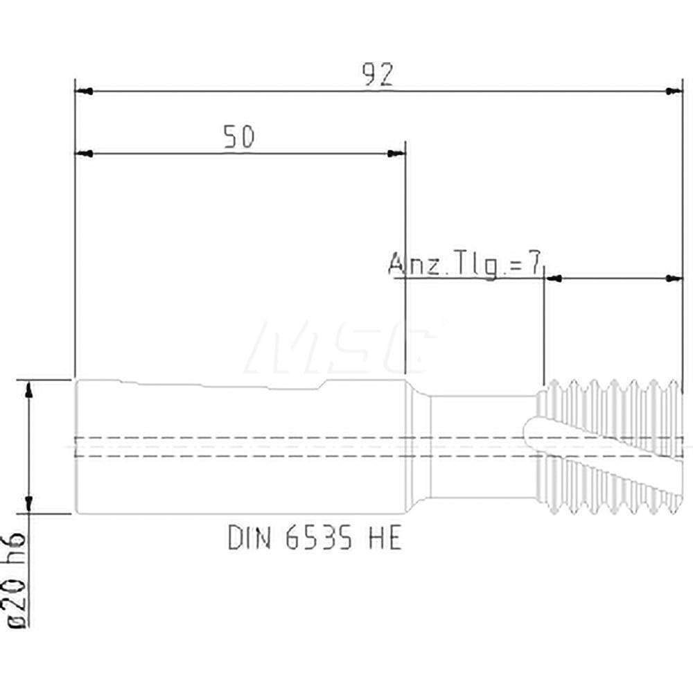 Helical Flute Thread Mill: M20x3, Internal/External, 5 Flute, 20.00 mm Shank Dia, Solid Carbide