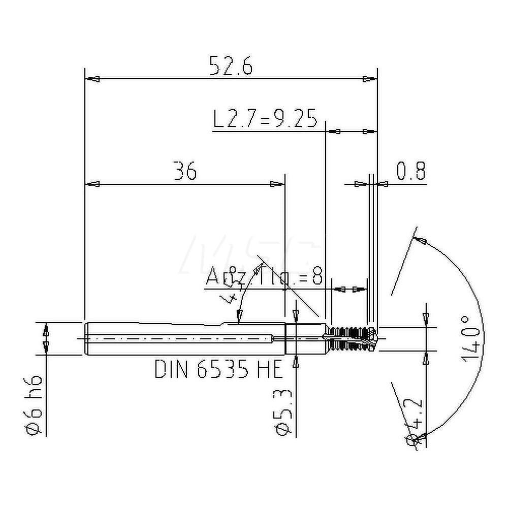 Helical Flute Thread Mill: M5x0.8, Internal, 2 Flute, 6.00 mm Shank Dia, Solid Carbide