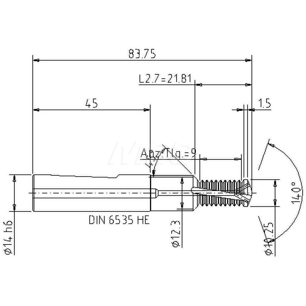 Helical Flute Thread Mill: M12x1.75, Internal, 2 Flute, 14.00 mm Shank Dia, Solid Carbide