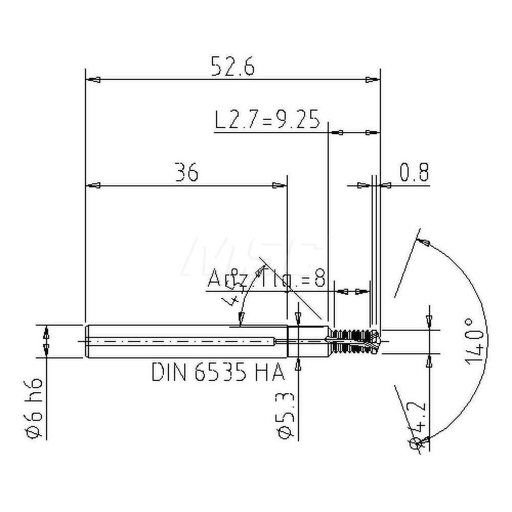 Helical Flute Thread Mill: M5x0.8, Internal, 2 Flute, 6.00 mm Shank Dia, Solid Carbide