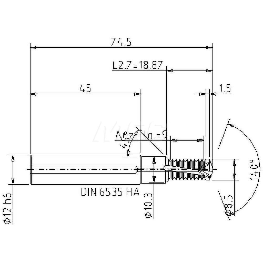 Helical Flute Thread Mill: M10x1.5, Internal, 2 Flute, 12.00 mm Shank Dia, Solid Carbide