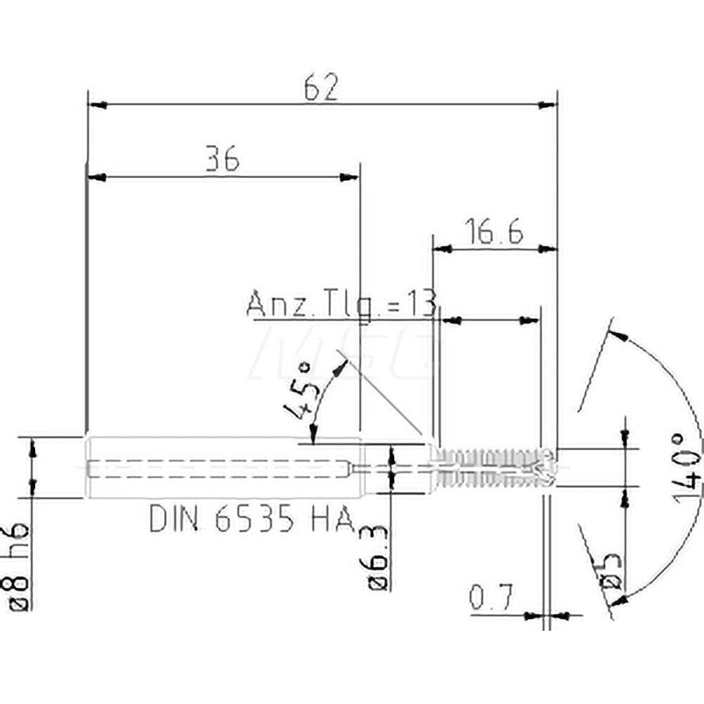 Helical Flute Thread Mill: M6x1, Internal, 4 Flute, 8.00 mm Shank Dia, Solid Carbide