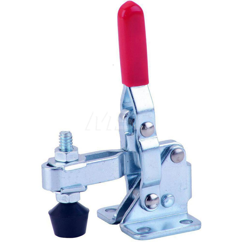 Manual Hold-Down Toggle Clamp: Vertical, 100 lb Capacity, U-Bar, Flanged Base