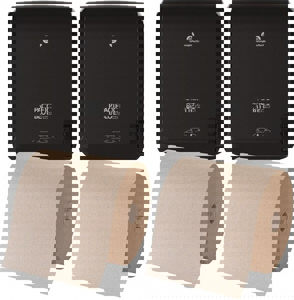 Paper Towel & Dispenser Set with 2 Dispensers & 2 Cases of (6) Rolls per Case of 1-Ply Brown Paper Towels