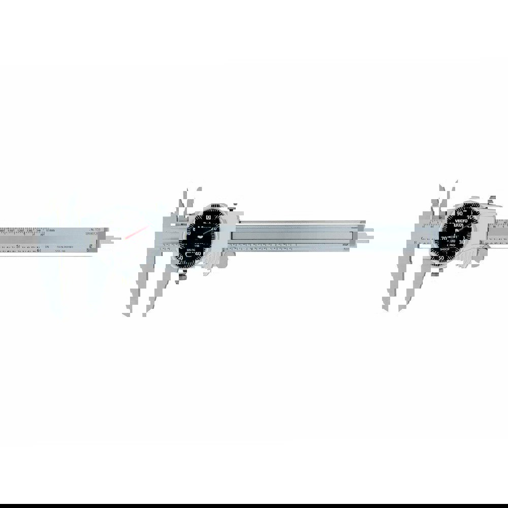 Dial Caliper: 200 mm Range, 0.01 mm Graduation, 1 mm per Revolution