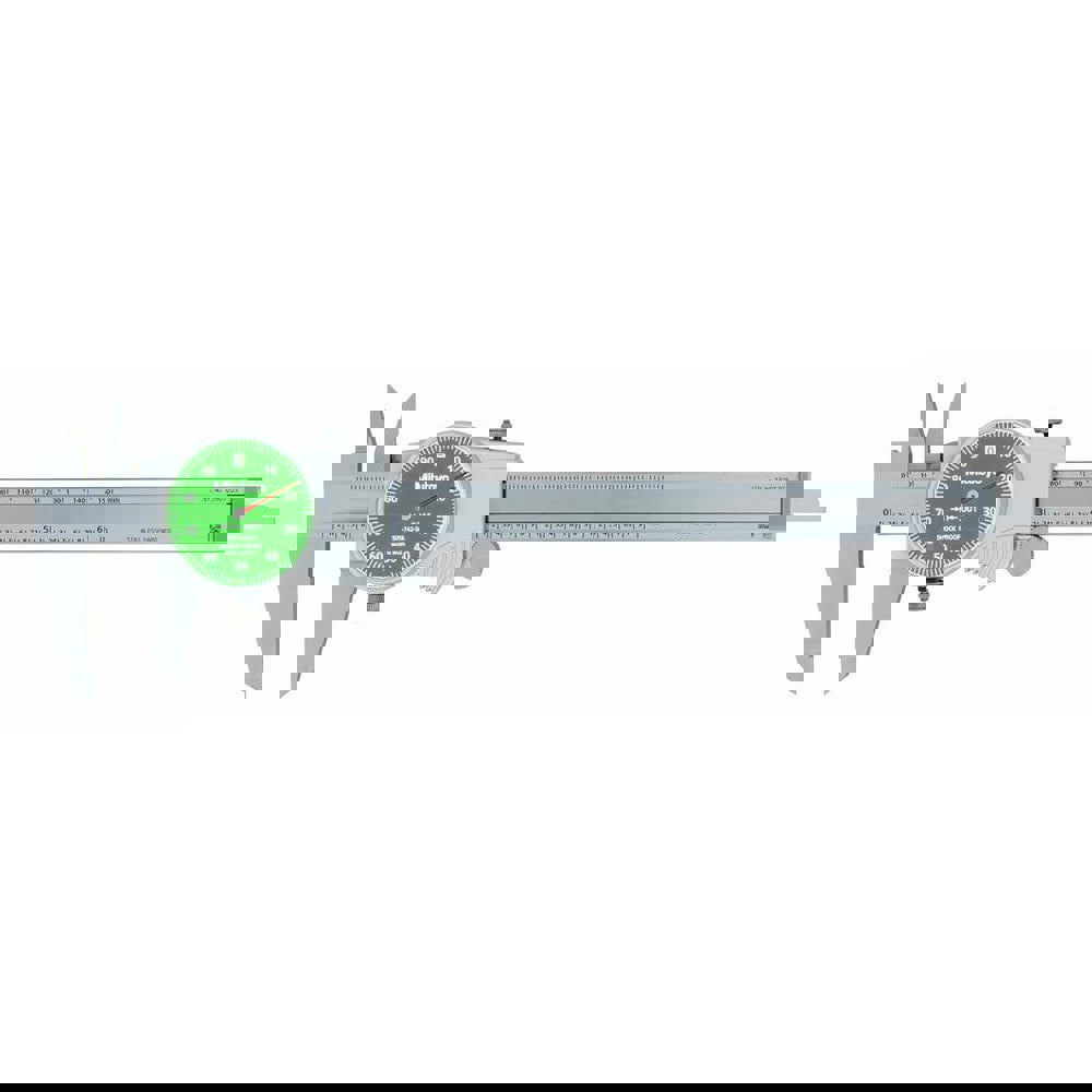 Dial Caliper: 6'' Range, 0.001'' Graduation, 0.1'' per Revolution