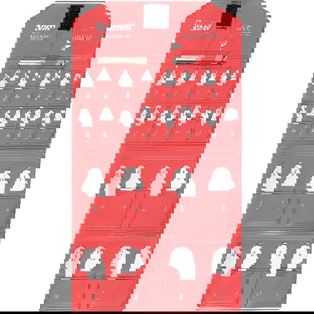 Radius Gage Set: Stainless Steel, 1/64 to 1/2