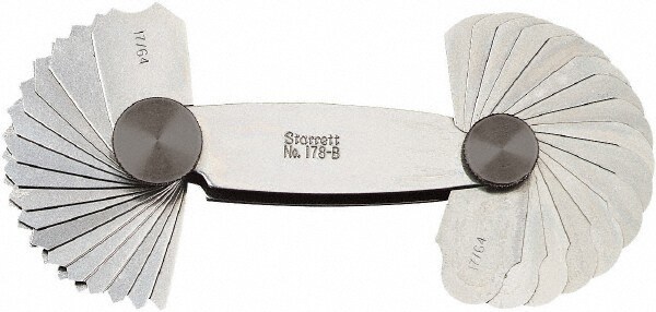 Radius Gage Set: Steel, 17/64 to 1/2