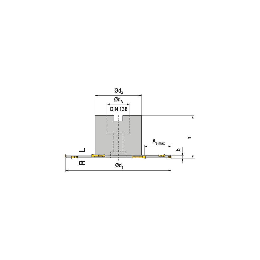 Indexable Slotting Cutter: 4 mm Cutting Width, 125 mm Cutter Dia, Shell Mount Connection, 26.5 mm Max Depth of Cut, 27 mm Hole