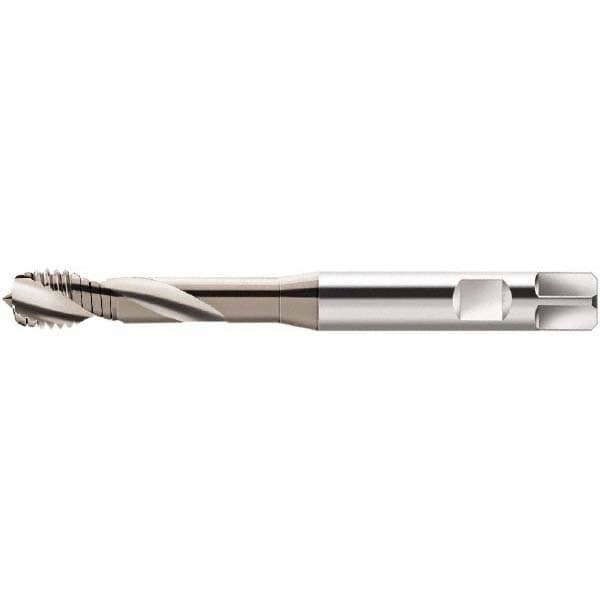 Spiral Flute Tap: M6x1.00 Metric, 2 Flutes, Modified Bottoming, 6H Class of Fit, Cobalt, CrN Coated