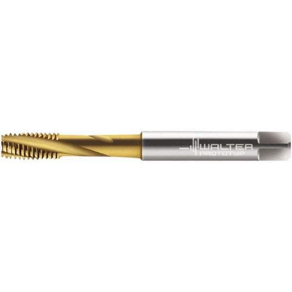 Spiral Flute Tap: M8x1.25 Metric, 3 Flutes, Modified Bottoming, 6H Class of Fit, Cobalt, TIN Coated