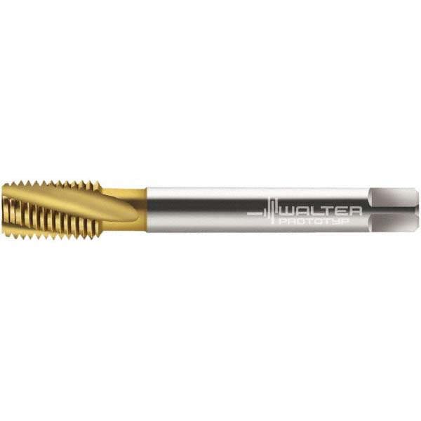 Spiral Flute Tap: M12x1.75 Metric, 3 Flutes, Modified Bottoming, 6H Class of Fit, Cobalt, TIN Coated