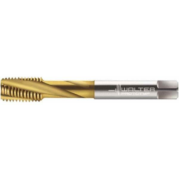 Spiral Flute Tap: M12x1.75 Metric, 4 Flutes, Modified Bottoming, 6H Class of Fit, Cobalt, TIN Coated