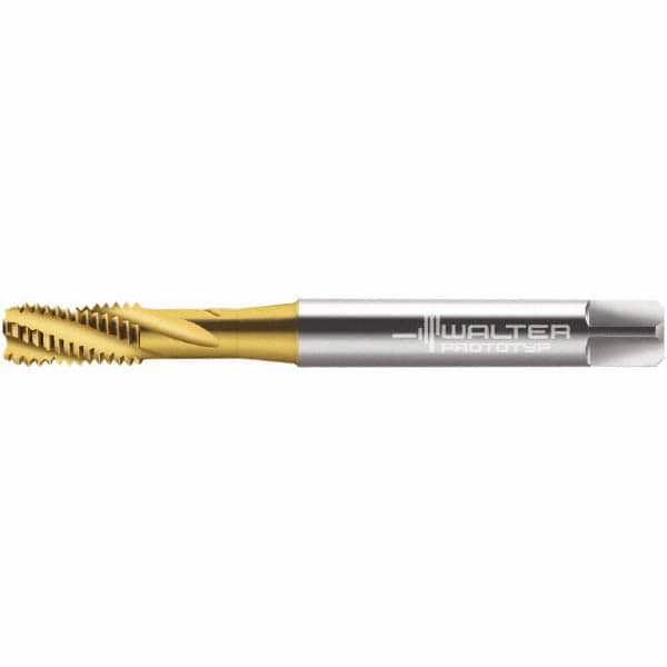 Spiral Flute Tap: M8x1.25 Metric, 5 Flutes, Bottoming, 6HX Class of Fit, Cobalt, TIN Coated