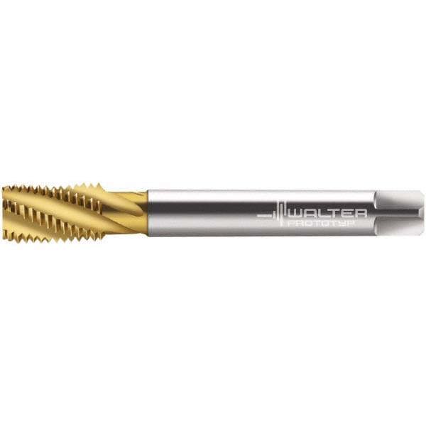 Spiral Flute Tap: M14x2.00 Metric, 5 Flutes, Bottoming, 6HX Class of Fit, Cobalt, TIN Coated