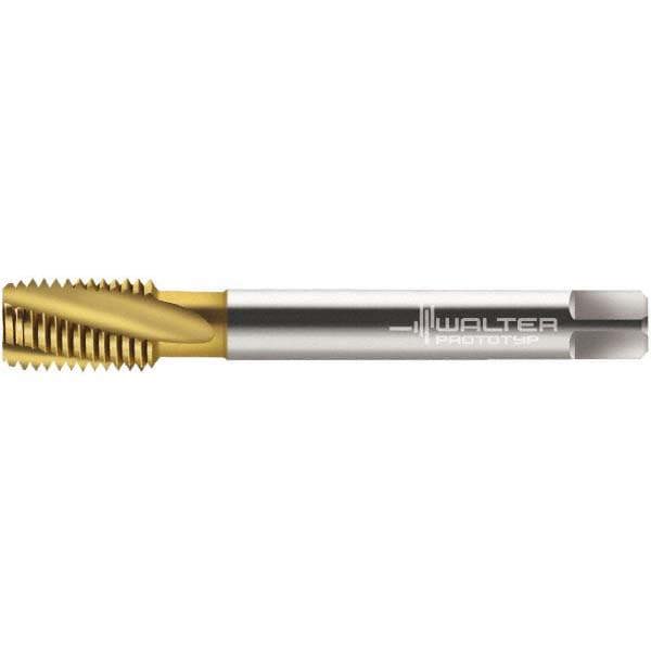 Spiral Flute Tap: M8x1.00 Metric Fine, 3 Flutes, Modified Bottoming, 6H Class of Fit, Cobalt, TIN Coated