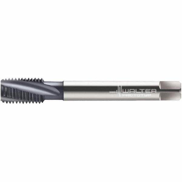 Spiral Flute Tap: M10x1.00 Metric Fine, 3 Flutes, Modified Bottoming, 6H Class of Fit, Cobalt, TICN Coated