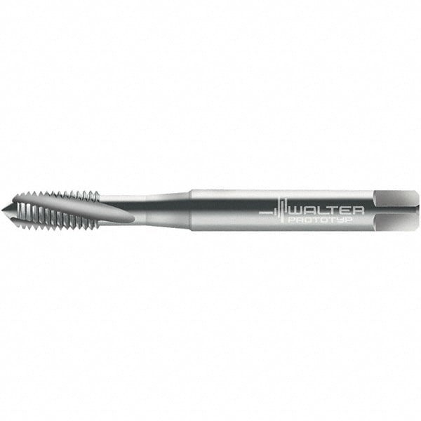 Spiral Flute Tap: #2-56 DIN 2184-1, 3 Flutes, Semi-Bottoming, 3B Class of Fit, High Speed Steel, Bright/Uncoated
