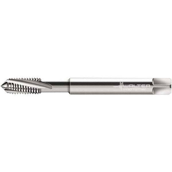 Spiral Flute Tap: #6-32 UNC, 3 Flutes, Modified Bottoming, 2B Class of Fit, Powdered Metal, Bright/Uncoated
