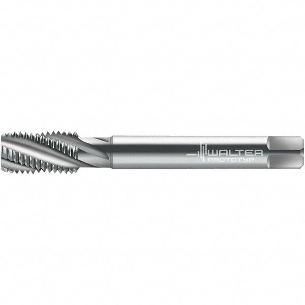 Spiral Flute Tap: 9/16-12 DIN 2184-1, 4 Flutes, Semi-Bottoming, 3B Class of Fit, High Speed Steel, Bright/Uncoated