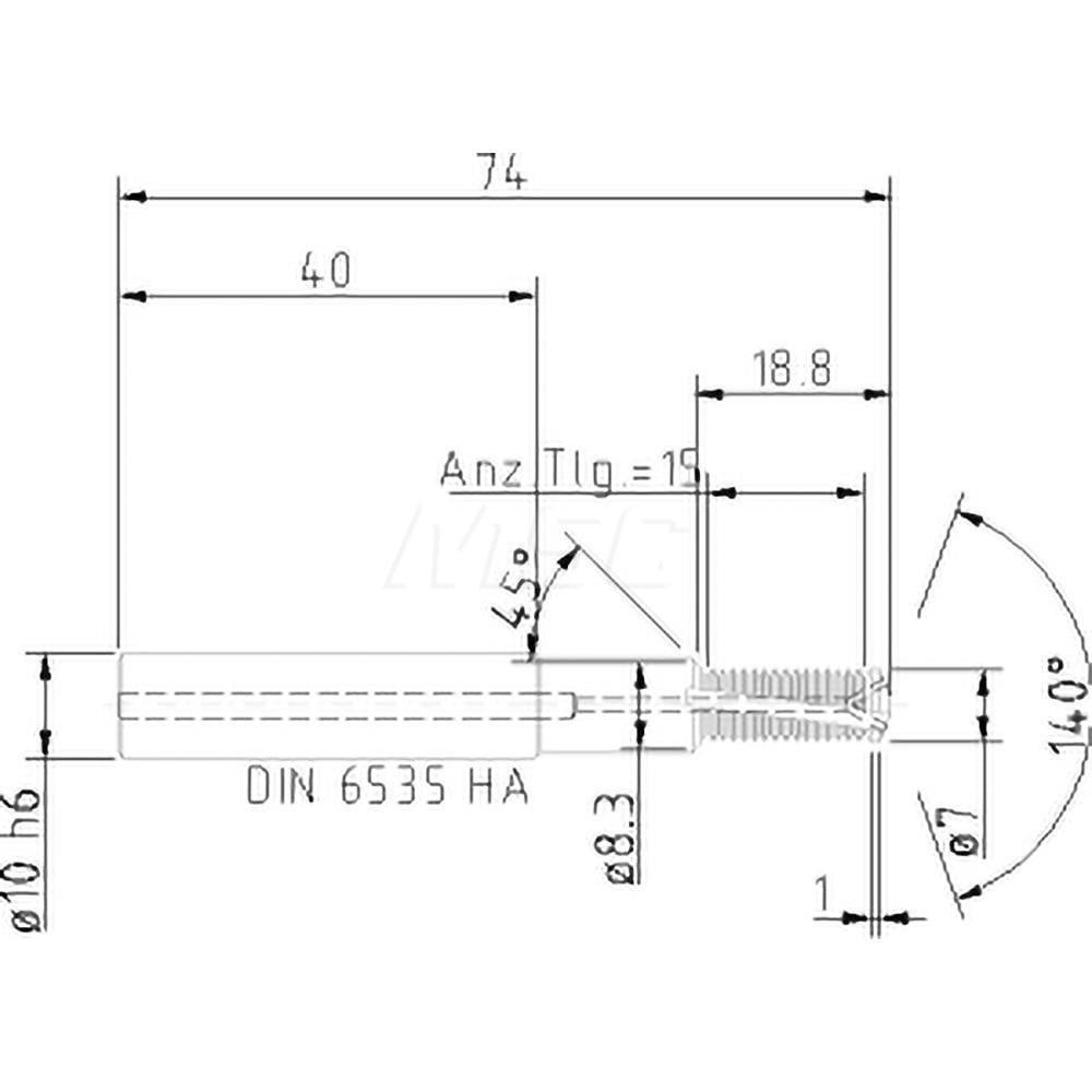 Helical Flute Thread Mill: M8x1, Internal, 2 Flute, 10.00 mm Shank Dia, Solid Carbide