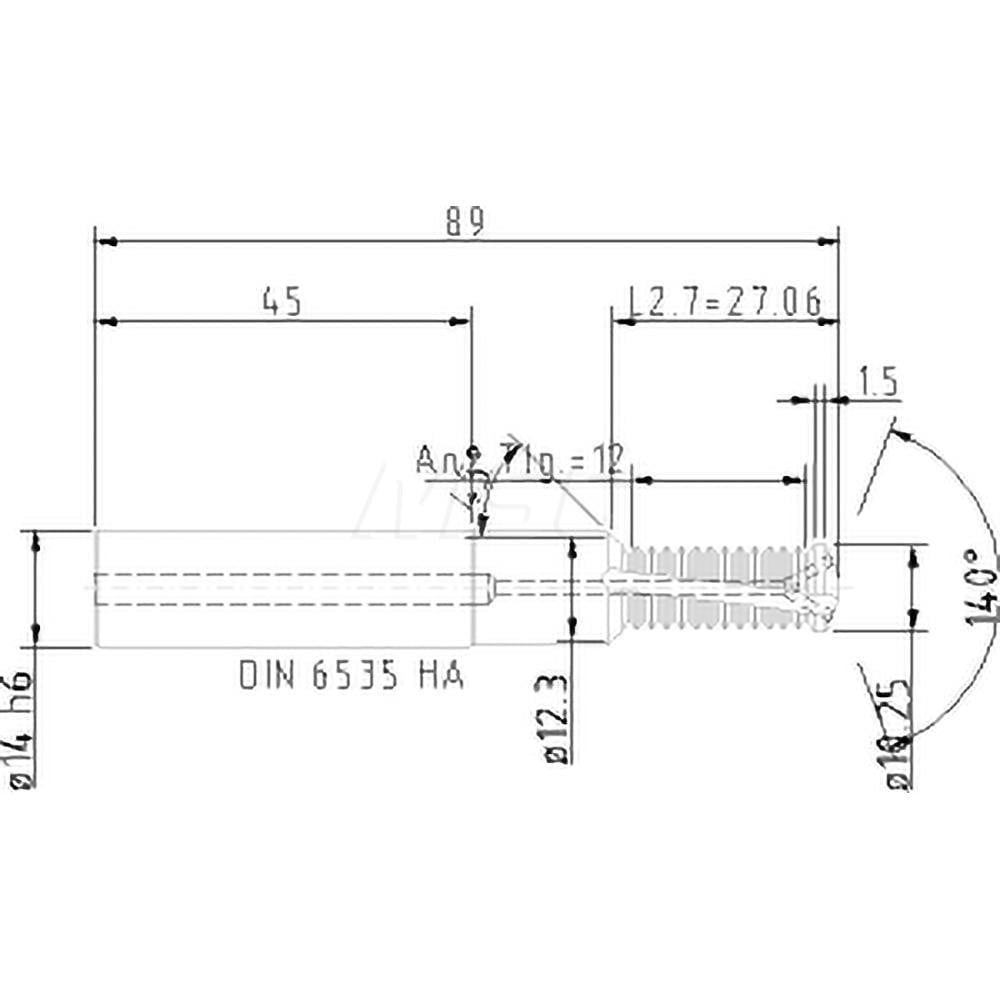 Helical Flute Thread Mill: M12x1.75, Internal, 2 Flute, 14.00 mm Shank Dia, Solid Carbide
