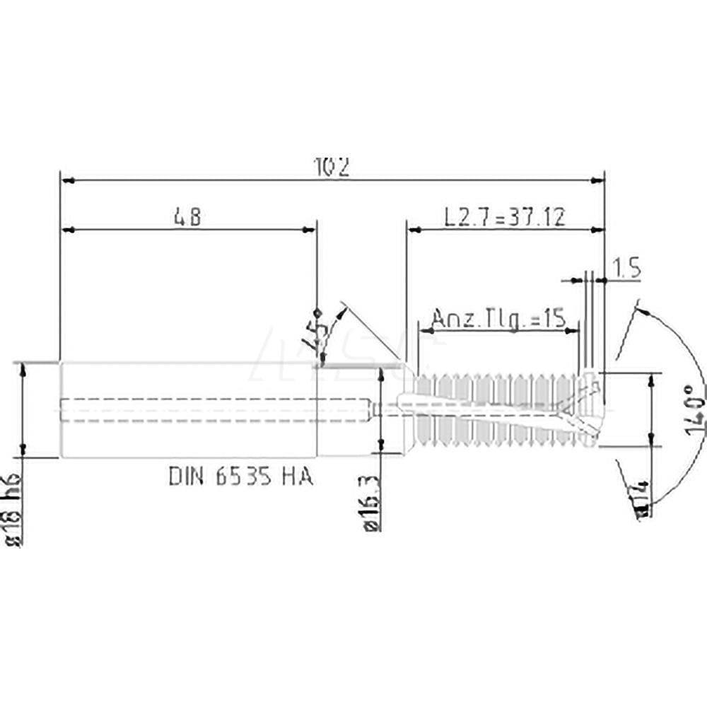 Helical Flute Thread Mill: M16x2, Internal, 2 Flute, 18.00 mm Shank Dia, Solid Carbide