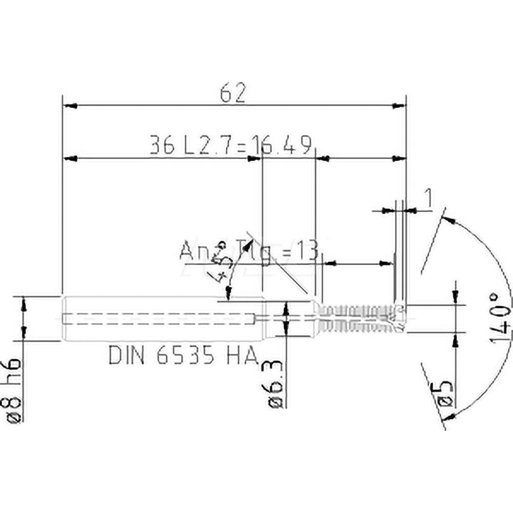 Helical Flute Thread Mill: M6x1, Internal, 2 Flute, 8.00 mm Shank Dia, Solid Carbide