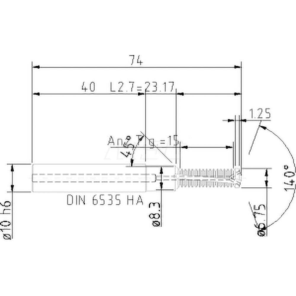 Helical Flute Thread Mill: M8x1.25, Internal, 2 Flute, 10.00 mm Shank Dia, Solid Carbide