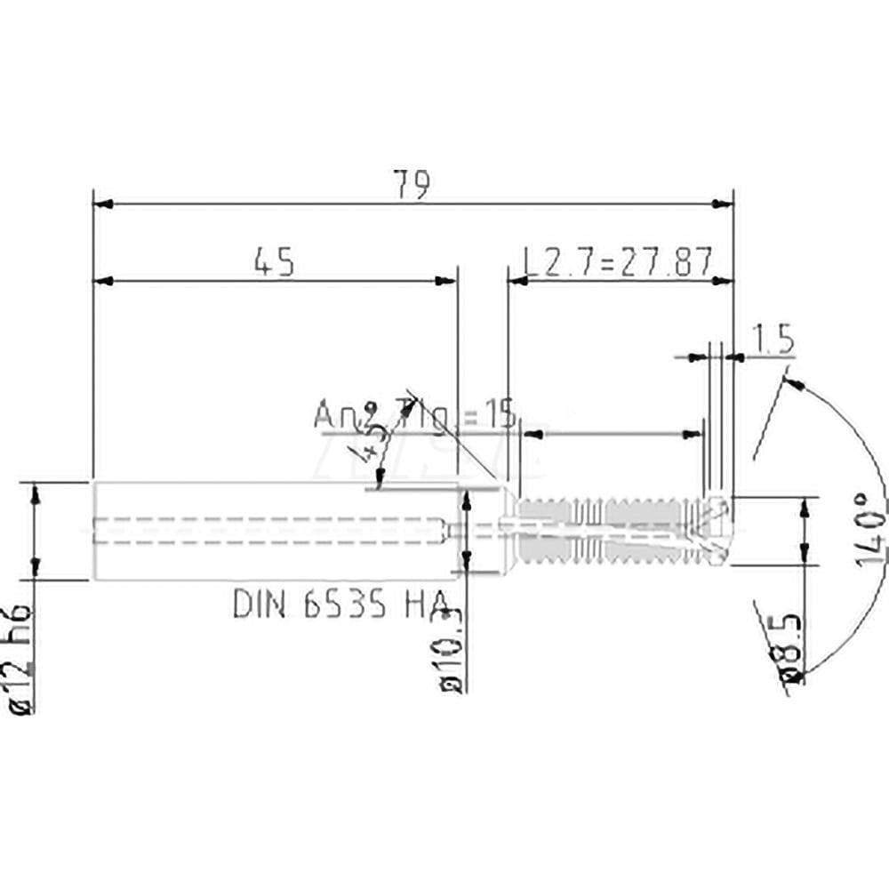 Helical Flute Thread Mill: M10x1.5, Internal, 2 Flute, 12.00 mm Shank Dia, Solid Carbide