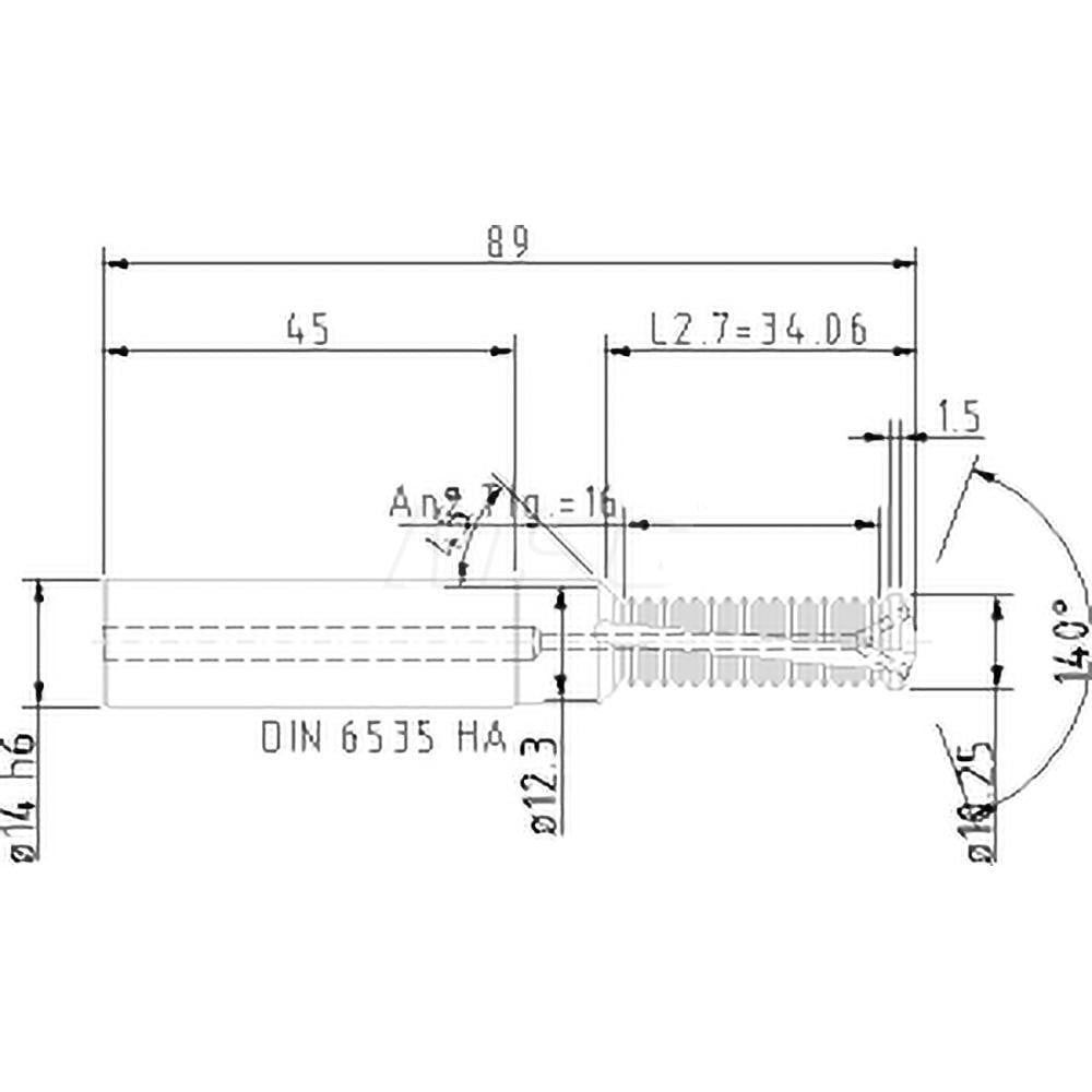 Helical Flute Thread Mill: M12x1.75, Internal, 2 Flute, 14.00 mm Shank Dia, Solid Carbide
