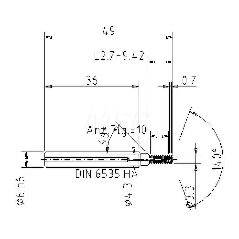 Helical Flute Thread Mill: M4x0.7, Internal, 2 Flute, 6.00 mm Shank Dia, Solid Carbide