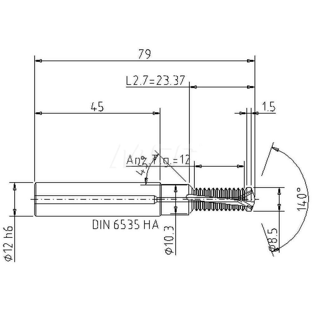 Helical Flute Thread Mill: M10x1.5, Internal, 2 Flute, 12.00 mm Shank Dia, Solid Carbide