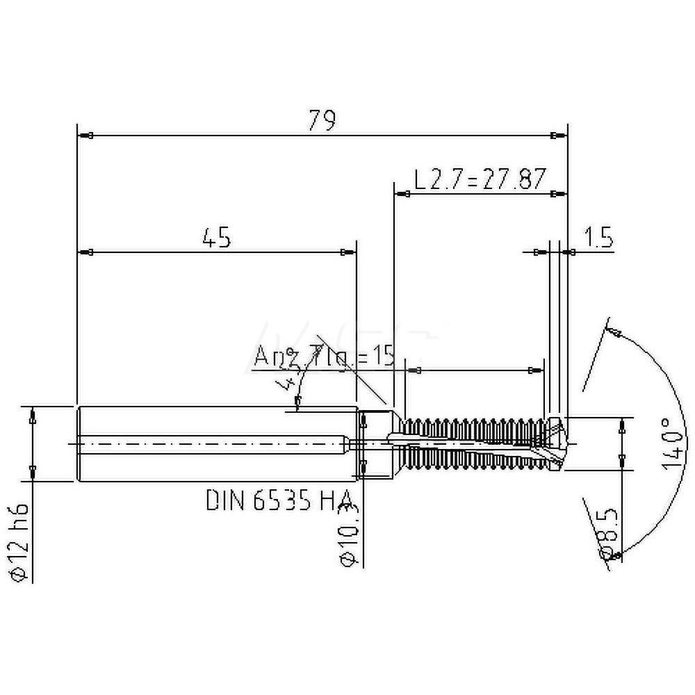 Helical Flute Thread Mill: M10x1.5, Internal, 2 Flute, 12.00 mm Shank Dia, Solid Carbide