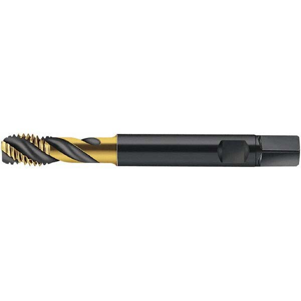 Spiral Flute Tap: M12x1.75 Metric, 3 Flutes, Modified Bottoming, 6HX Class of Fit, Cobalt, TIN Coated