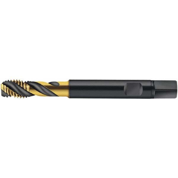 Spiral Flute Tap: M16x2.00 Metric, 4 Flutes, Modified Bottoming, 6HX Class of Fit, Cobalt, TIN Coated