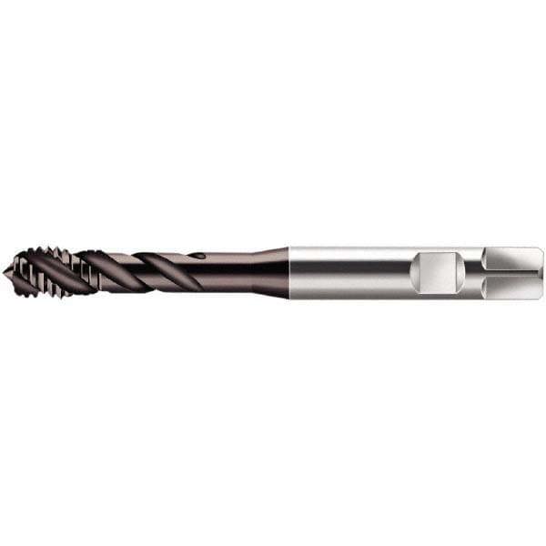Spiral Flute Tap: M8x1.00 Metric Fine, 3 Flutes, Modified Bottoming, 6HX Class of Fit, Cobalt, Hardlube Coated
