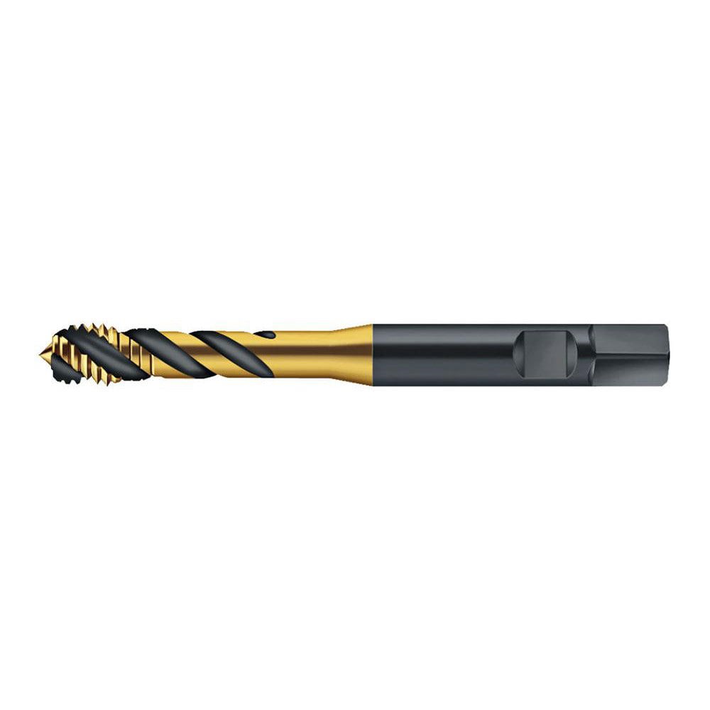 Spiral Flute Tap: M16x1.50 Metric Fine, 4 Flutes, Modified Bottoming, 6HX Class of Fit, Cobalt, TIN Coated