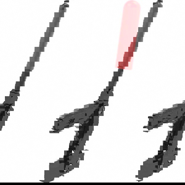 Manual Hold-Down Toggle Clamp: Vertical, 696.91 lb Capacity, Solid Bar, Solid Base